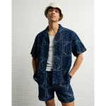 AE Poolside Printed Button-Up Shirt - Dark Ink