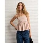 AE Velvet Babydoll Tank Top - Clear Beige