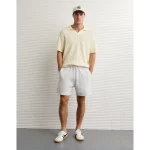AE Weekend Cable Knit Sweater Polo Shirt - Cream
