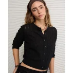 AE Whoa So Soft Button-Front Cardigan - Black