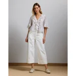 AE77 Premium Wide Crop Cuff Jean - White