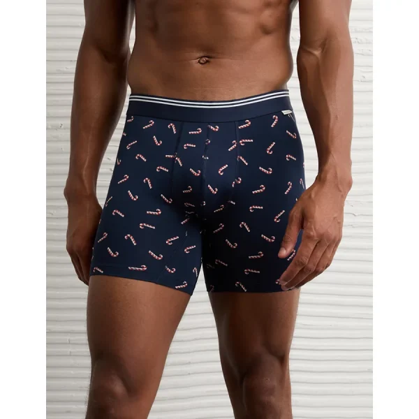 AEO Men's Candy Cane 6" Ultra Soft Boxer Brief - Navy