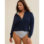 Aerie Happy Snit Henley T-Shirt - Navy