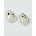 Aerie Oval Hammered Jumbo Earrings - Silver