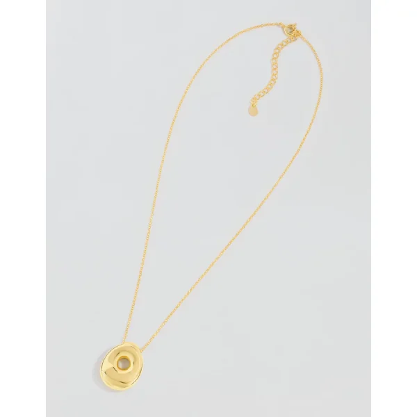 Athra Bubble Letter Necklace - Gold