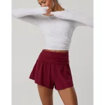 OFFLINE By Aerie Real Me Foldover Flowy Short - Deep Cherry