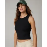 OFFLINE By Aerie Thumbs Up Heavyweight Cropped Tank Top - True Black