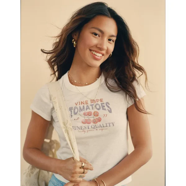 AE Food Graphic Hey Baby Tee - White Washed