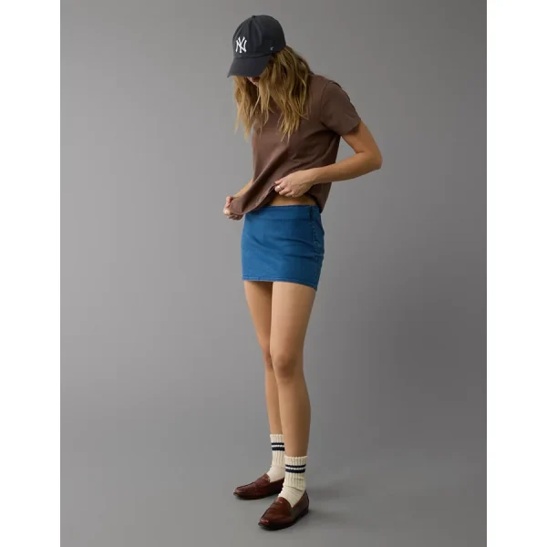 AE Next Level Low-Rise Denim Micro Skort - Medium Tinted