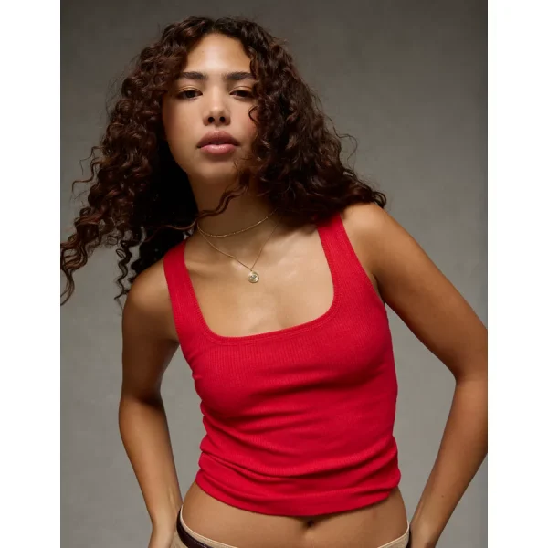 AE Square Neck Plush Tank Top - Ruby Kiss