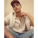 AE Weekend Button-Up Sweater Polo Shirt - Oatmeal Heather