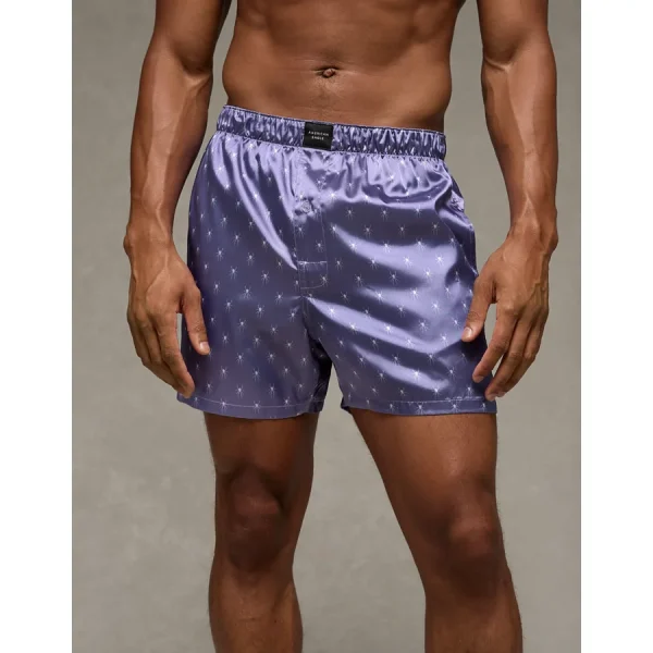 AEO Men's Spiders Satin Pocket Boxer Short - Lavender