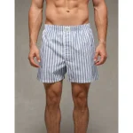 AEO Plaid Stretch Boxer Short - Rustic Blue