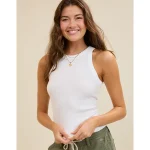Aerie High Neck Tuckable Tank Top - White