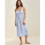 Aerie Satin Midi Dress - Eyelet Blue