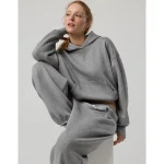 OFFLINE By Aerie Cloud Fleece Classic Length Hoodie - Dark Heather Gray