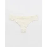 Show Off Vintage Lace Trim Thong Underwear - Soft Muslin