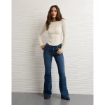 AE Long Sleeve Rhinestone T-Shirt - Chalk