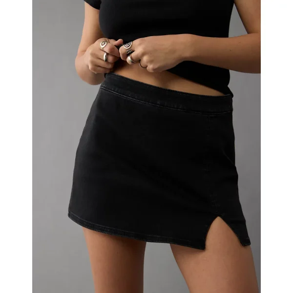 AE Next Level High-Waisted Denim Skort - Black