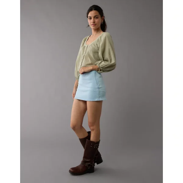 AE Next Level Low-Rise Denim Micro Skort - Light Wash