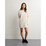 AE Oversized Cable Knit Sweater Dress - Cream