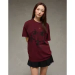 AE Oversized Halloween Graphic T-Shirt - Wineberry