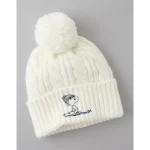 AE Snoopy Cable Knit Beanie - Bright White