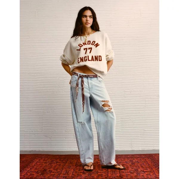 AE Strigid Low-Rise Baggy Barrel Jean - Skylight