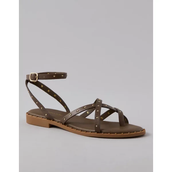 AE Studded Ankle Strap Sandal - Medium Brown