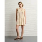 AE Sunchaser Knit V-Neck Crochet Mini Dress - Cream
