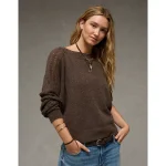 AE Whoa So Soft Lace Sweater - Chocolate