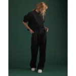 AE77 Premium Pleated Trouser Pant - Black