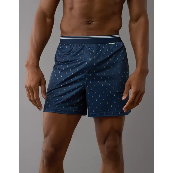 AEO Men's Paisley Ultra Soft Pocket Boxer Short - Midnight