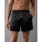 AEO Men's Satin Pocket Boxer Short - Bold Black