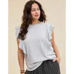Aerie Flutter Sleeve T-Shirt - Medium Heather Gray