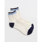 Aerie Pointelle Stripe Quarter Socks - Dream Blue