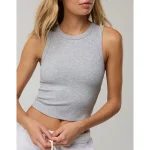 OFFLINE By Aerie Thumbs Up Heavyweight Cropped Tank Top - Medium Heather Gray