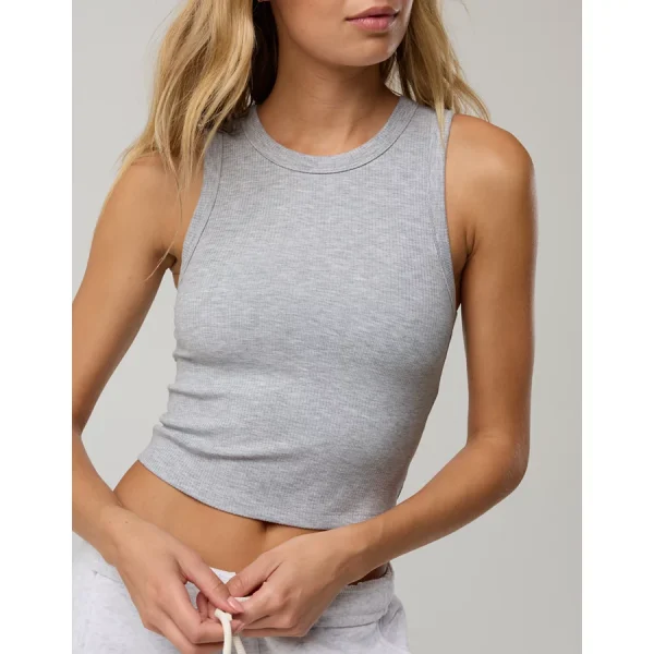 OFFLINE By Aerie Thumbs Up Heavyweight Cropped Tank Top - Medium Heather Gray