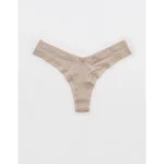 SMOOTHEZ Microfiber Lace Thong Underwear - Stone Harbor