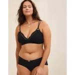 Superchill Pointelle Padded Triangle Bralette - True Black