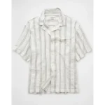 AE Poolside Linen-Blend Striped Button-Up Shirt - White