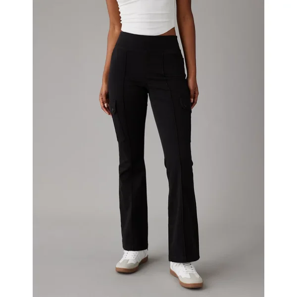 AE Stretch Pull-On High-Waisted Kick Bootcut Cargo Pant - Onyx Black