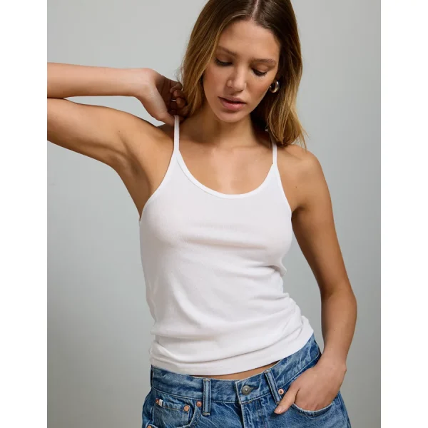 AE77 Premium Scoop Neck Tank Top - White