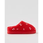 Aerie Sherpa Scuff Slippers - Bright Red