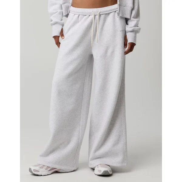 OFFLINE By Aerie Cloud Fleece Baggy Trouser - Light Heather Gray