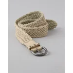 AE Braided Leather Belt - Bone Khaki