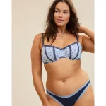 Show Off Printed Unlined Balconette Bra - Eyelet Blue