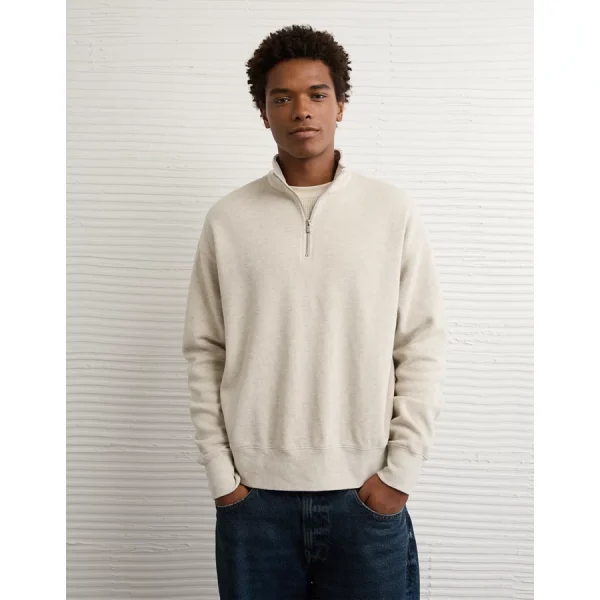 AE Quarter-Zip Sweatshirt - Oatmeal Heather