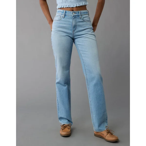 AE Stretch Super High-Waisted Straight Jean - Light Repair