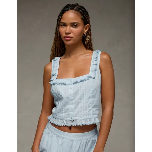 AE x The Summer I Turned Pretty Ruffle Corset Tank Top - Light Blue